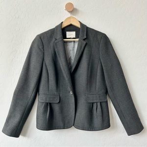Ann Taylor Loft Jacket Blazer, Size 6P, Ruching at Pockets, Charcoal Gray